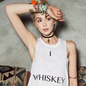 NWT Chaser I Heart Whiskey Cowl Back Muscle Tank